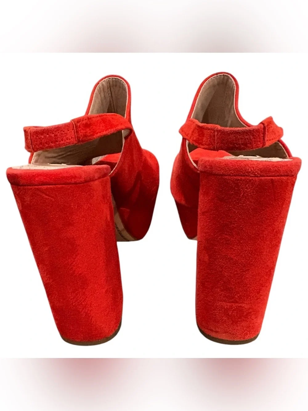 Alice + Olivia Logan Red Suede Platform Slingback Sandals EU 37 US 7